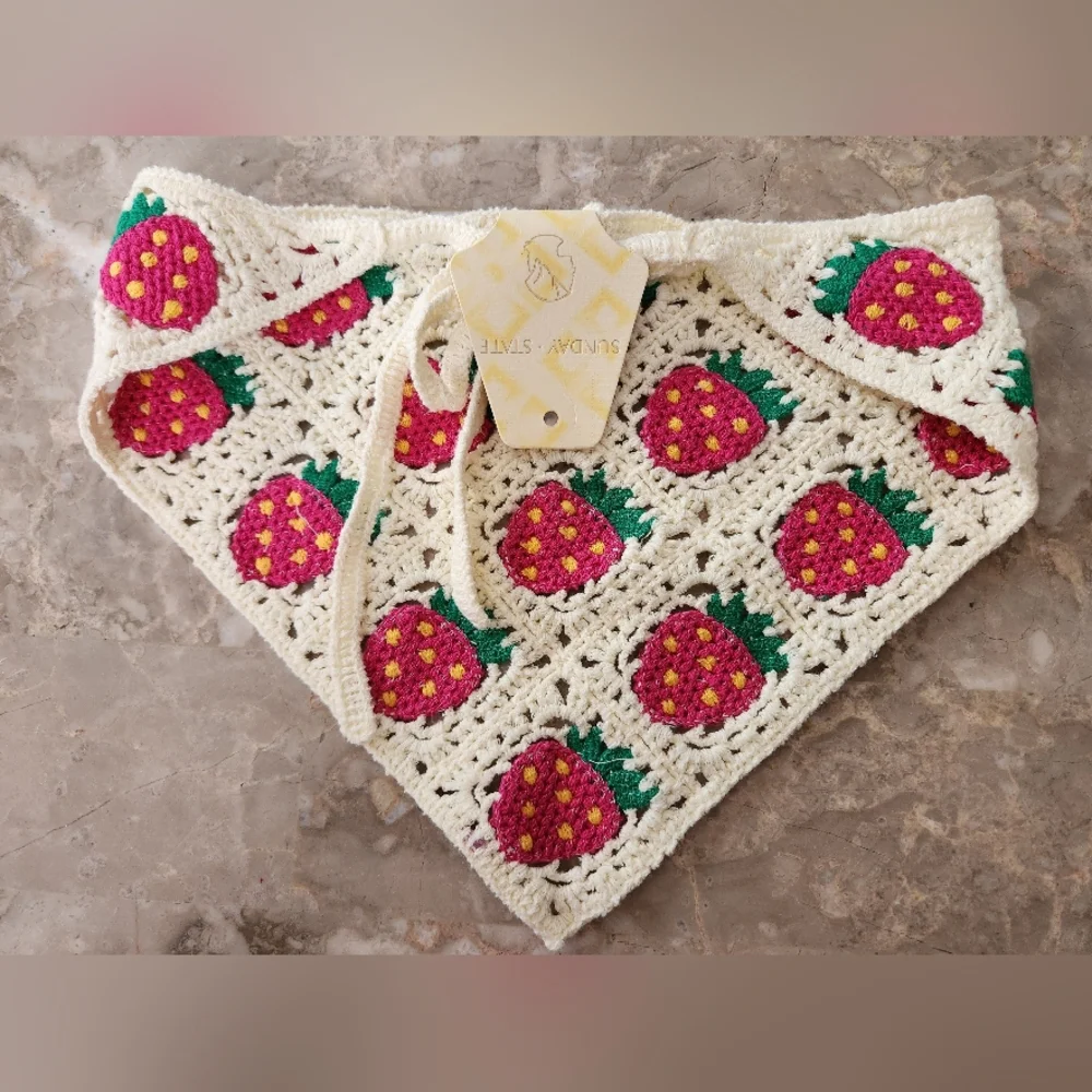 Womens Hair Scarf Strawberry Print - Picture 3 of 5